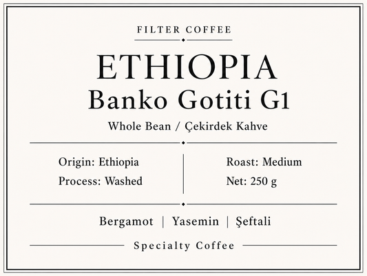 Ethiopia Banko Gotiti G1 Çekirdek Kahve 250 G
